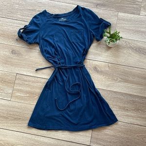 Comfy dark blue shirt dress